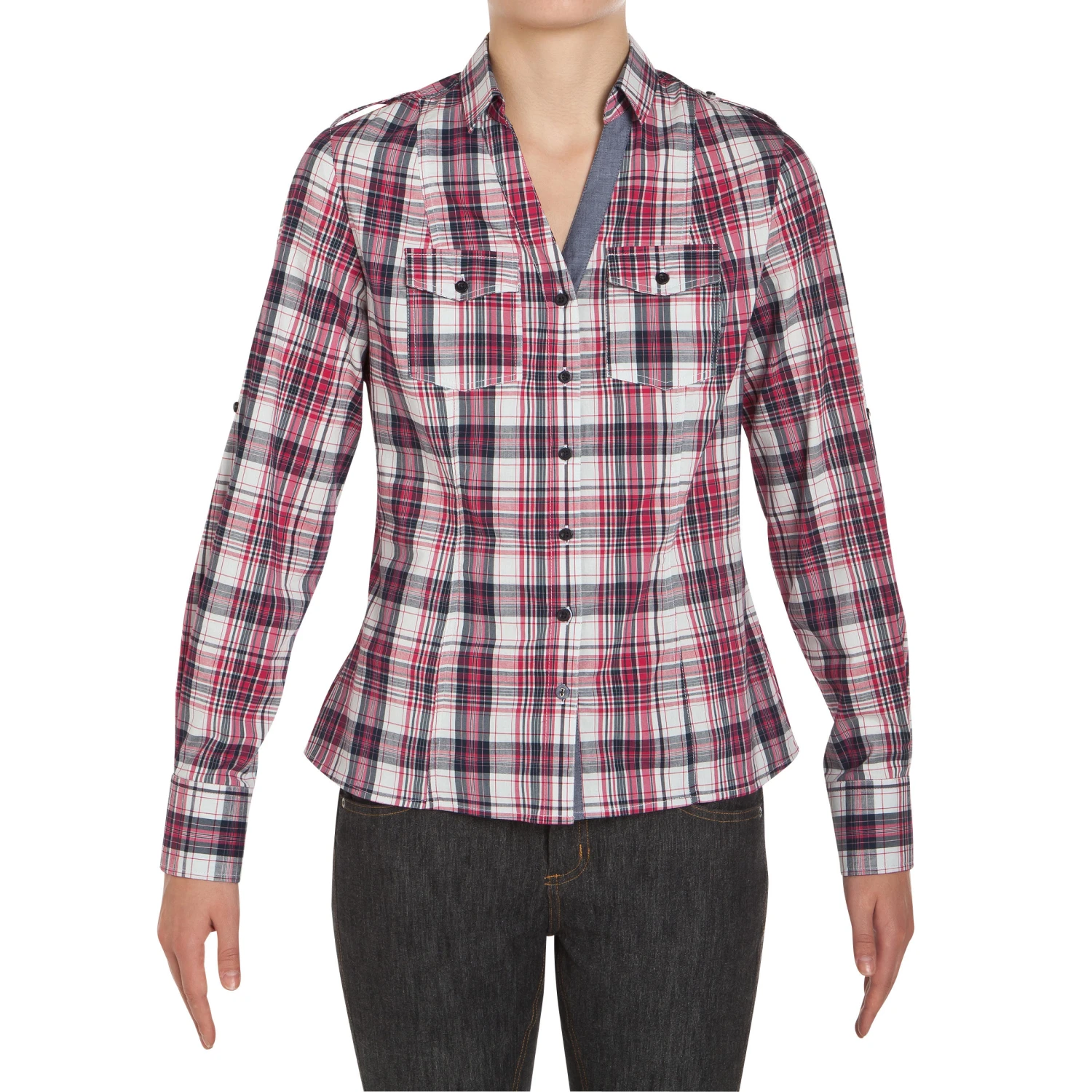 Sentier Women's Long-Sleeved Horse Riding Shirt - Pink And White Checks - Image 2