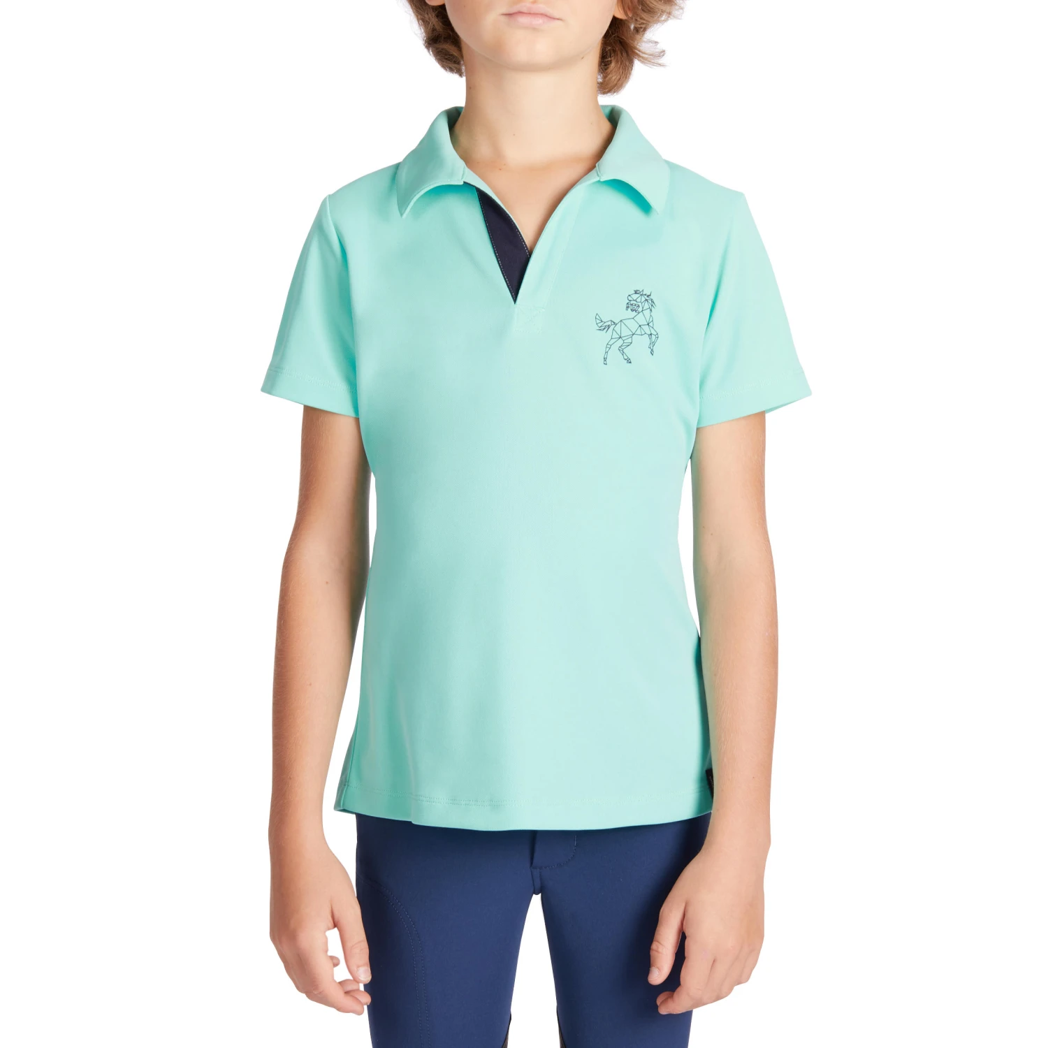 Kids' Horse Riding Short-Sleeved Mesh Polo Shirt 500