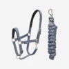 Horse Riding Halter + Leadrope Set - Nubuck/Blue