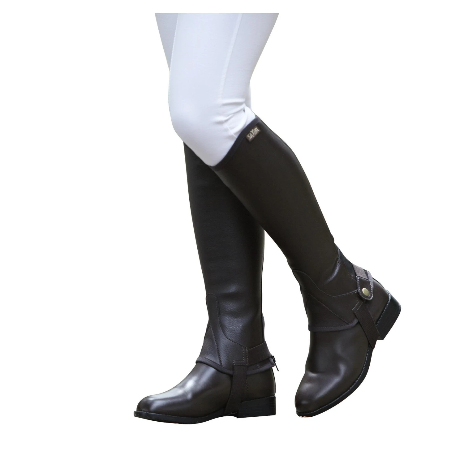 Saxon Unisex Equileather Half Chaps (Brown) - Image 6