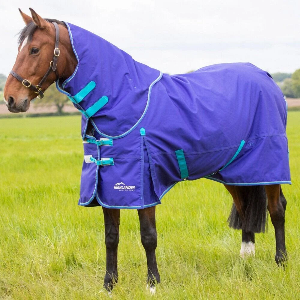 Highlander Original Lite Combo Neck Horse Turnout Rug (Teal) - Image 2