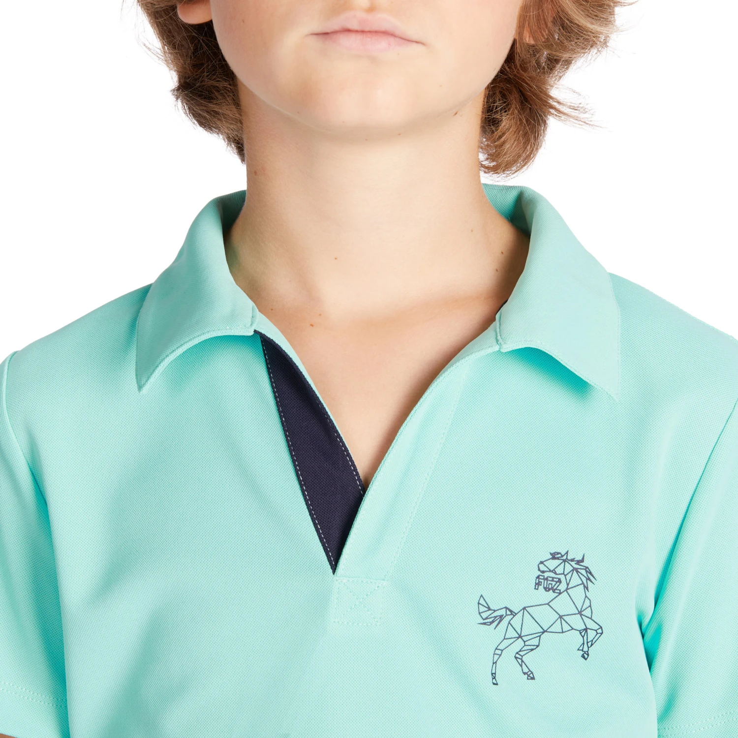 Kids' Horse Riding Short-Sleeved Mesh Polo Shirt 500 - Image 5