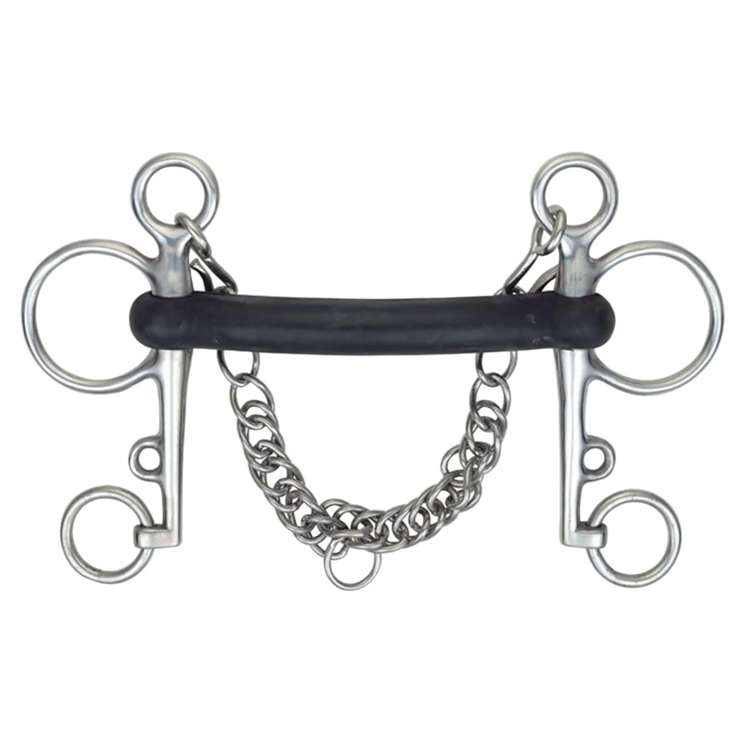 Hard Rubber Horse Pelham Bit (Black/Silver)