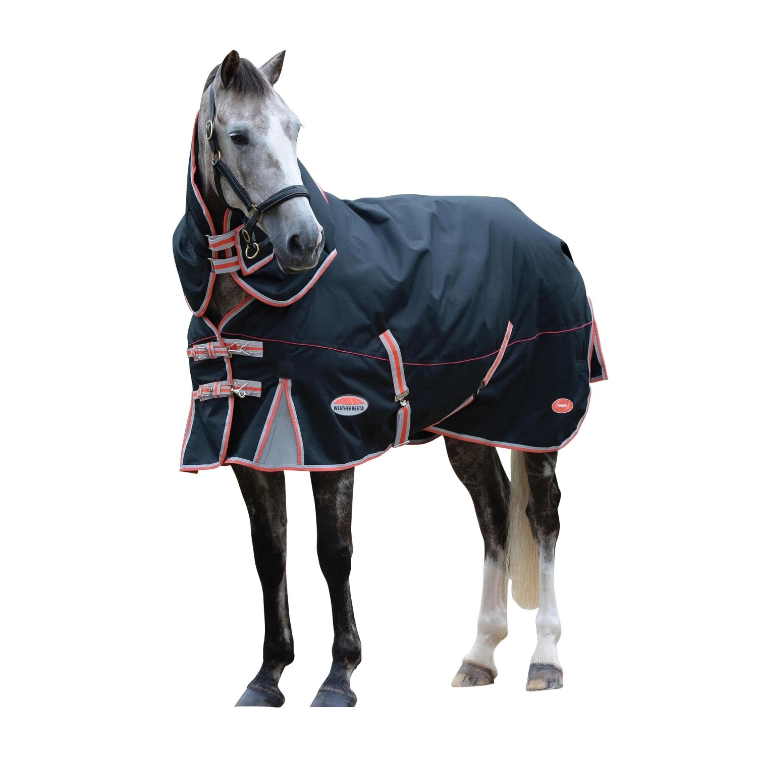 Weatherbeeta Comfitec Premier Therapy Tec Detachaneck Medium Turnout Rug (Black/Silver/Red)