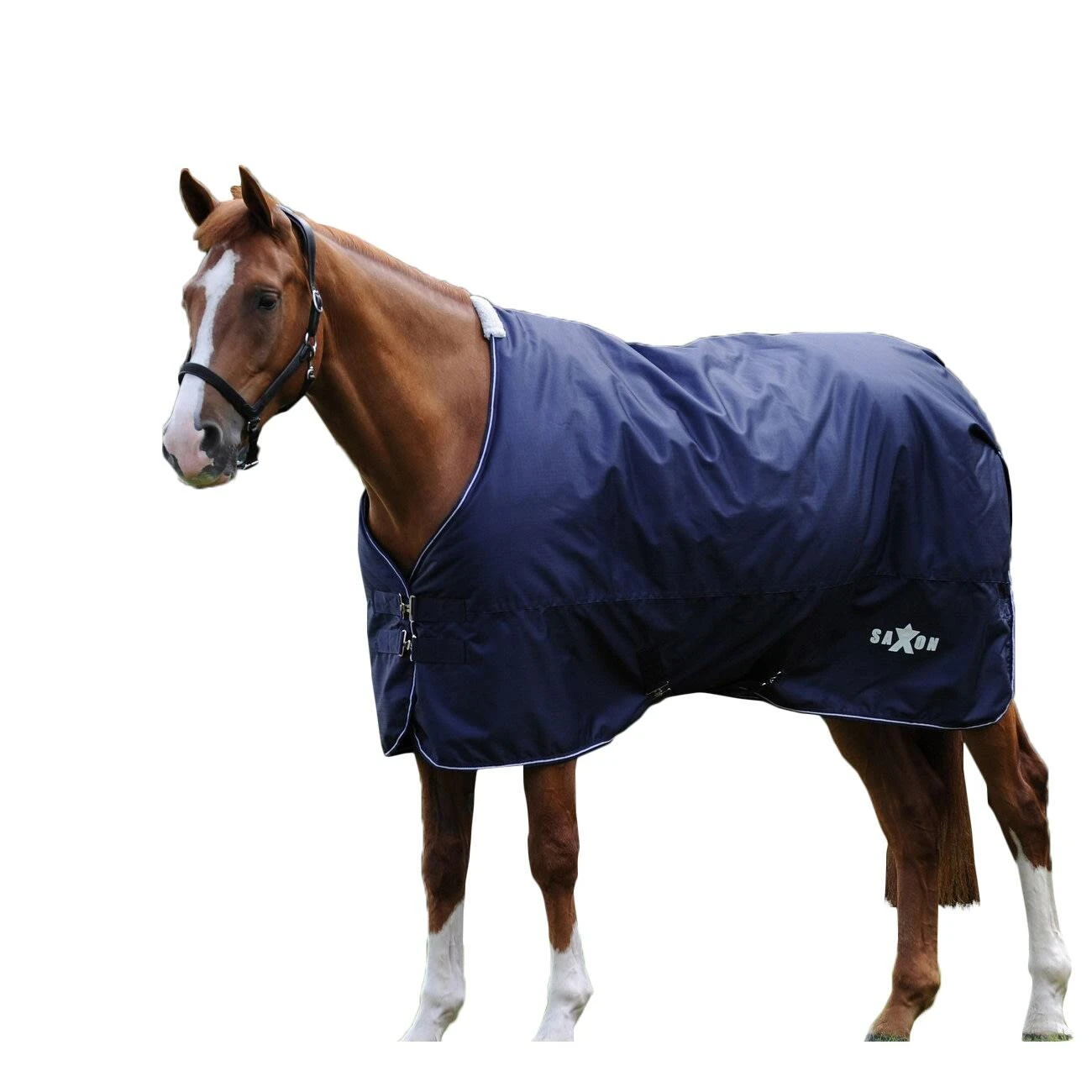 Saxon Defiant StandardNeck Midweight Horse Turnout Rug (Navy/White)